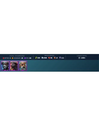 Lady Mikage Mythical | 26 Legend | 83 Epic | 8K Gems | 92K Energy | 1300+ Days [Krixia | Aphidus the Hivelord | Ninja | Hurndig]