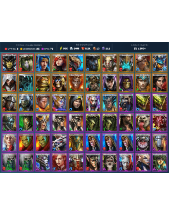 Hierophant Lazarius Mythical | 25 Legend | 72 Epic | 8.2K Gems | 95K Energy | 1300+ Days [Theodosia | Aphidus the Hivelord]