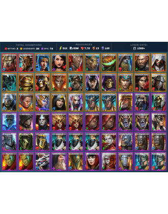 Gizmak Mythical | 24 Legend | 74 Epic | 7.8K Gems | 91K Energy | 1300+ Days [Alaz | Venus | Ninja | Tatura | Astralon | Roric]