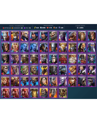 Gizmak Mythical | 24 Legend | 74 Epic | 7.8K Gems | 91K Energy | 1300+ Days [Alaz | Venus | Ninja | Tatura | Astralon | Roric]