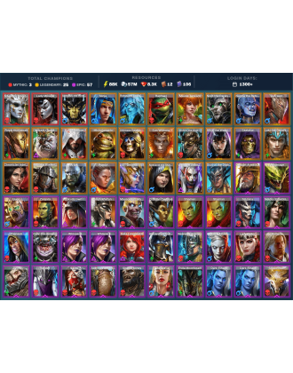 Arbais Mythical | 26 Legend | 57 Epic | 8.5K Gems | 89K Energy | 1300+ Days [Aphidus the Hivelord | Lady Mikage | Ninja | Rotos]