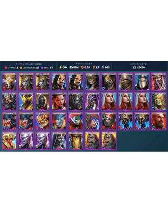 Arbais Mythical | 26 Legend | 57 Epic | 8.5K Gems | 89K Energy | 1300+ Days [Aphidus the Hivelord | Lady Mikage | Ninja | Rotos]