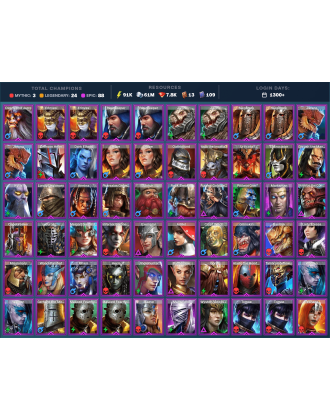 Hierophant Lazarius Mythical | 24 Legend | 88 Epic | 7.9K Gems | 91K Energy | 1300+ Days [Androc | Frolni | Ninja | Khoronar]