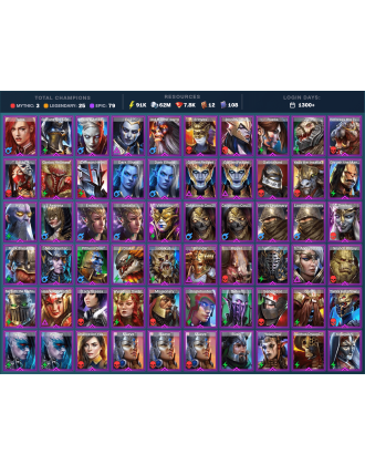 Gizmak Mythical | 25 Legend | 79 Epic | 7.9K Gems | 92K Energy | 1300+ Days [Galleus | Aphidus the Hivelord | Ninja | Riho]