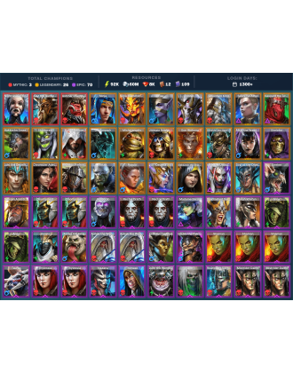 Night Queen Krixia Mythical | 26 Legend | 70 Epic | 8.1K Gems | 93K Energy | 1300+ Days [Alaz | Krixia | Ash'nar | Ninja | Rae]