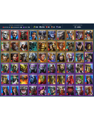 Arbais Mythical | 26 Legend | 76 Epic | 8.1K Gems | 94K Energy | 1300+ Days [Krixia | The Calamitus | Ninja | Brakus | Narma]
