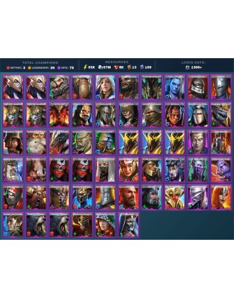 Arbais Mythical | 26 Legend | 76 Epic | 8.1K Gems | 94K Energy | 1300+ Days [Krixia | The Calamitus | Ninja | Brakus | Narma]