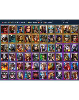 Night Queen Krixia Mythical | 26 Legend | 81 Epic | 8K Gems | 93K Energy | 1300+ Days [Komidus | Mezomel | Zavia | Ninja | Tomb]