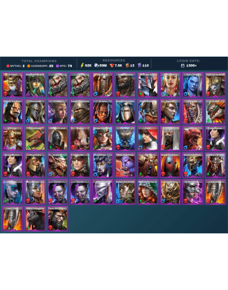 Night Queen Krixia Mythical | 26 Legend | 81 Epic | 8K Gems | 93K Energy | 1300+ Days [Komidus | Mezomel | Zavia | Ninja | Tomb]