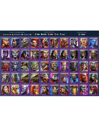 Hierophant Lazarius Mythical | 25 Legend | 76 Epic | 8.6K Gems | 96K Energy | 1300+ Days [Aphidus the Hivelord | Mezomel | Rae]