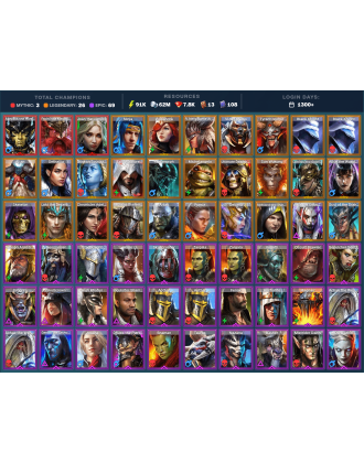 Aphidus Mythical | 26 Legend | 69 Epic | 8K Gems | 92K Energy | 1300+ Days [Joan the Luminant | Frolni | Ninja | Vizier]
