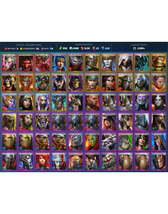 Starsage Galathir Mythical | 21 Legend | 76 Epic | 8.3K Gems | 95K Energy | 1300+ Days [Komidus | Frolni | Ninja | Danag]