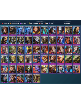 Starsage Galathir Mythical | 21 Legend | 76 Epic | 8.3K Gems | 95K Energy | 1300+ Days [Komidus | Frolni | Ninja | Danag]