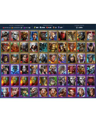 Nais Mythical | 27 Legend | 66 Epic | 8.4K Gems | 89K Energy | 1300+ Days [Arbais | Mezomel | Ninja | Khoronar | Mother Cybele]