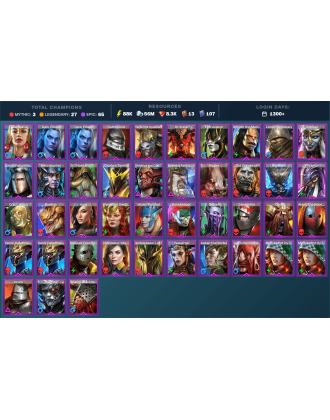 Nais Mythical | 27 Legend | 66 Epic | 8.4K Gems | 89K Energy | 1300+ Days [Arbais | Mezomel | Ninja | Khoronar | Mother Cybele]