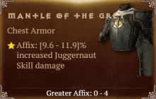Mantle of the Grey [ ⭐️ Affix: HIGH ROLL] Awakening SC