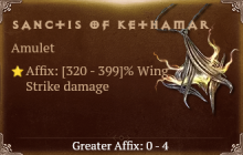 Sanctis of Kethamar [ ⭐️ Affix: HIGH ROLL] Awakening SC