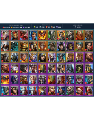 Starsage Galathir Mythical | 24 Legend | 62 Epic | 8.1K Gems | 92K Energy | 1300+ Days [Hierophant Lazarius | Frolni | Ninja]