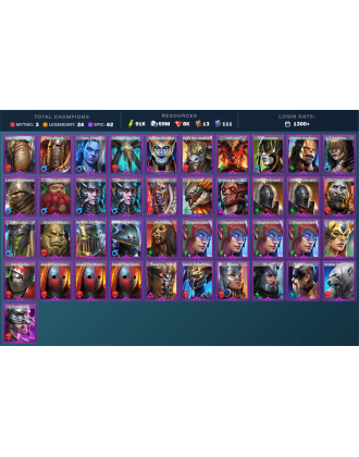 Starsage Galathir Mythical | 24 Legend | 62 Epic | 8.1K Gems | 92K Energy | 1300+ Days [Hierophant Lazarius | Frolni | Ninja]