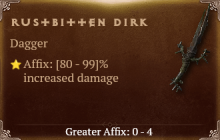 Rustbitten Dirk [ ⭐️ Affix: HIGH ROLL] Awakening SC