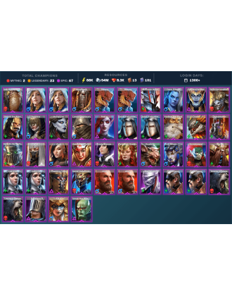 Starsage Galathir Mythical | 24 Legend | 67 Epic | 8.3K Gems | 88K Energy | 1300+ Days [Hierophant Lazarius | Mezomel | Ninja]