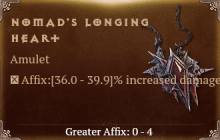 Nomad's Longing Heart [ ⭐️ Affix: HIGH ROLL] Awakening SC