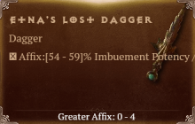 Etna's Lost Dagger [ ⭐️ Affix: HIGH ROLL] Awakening SC