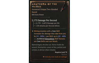 Anathema of the Primes [ ⭐️ Affix: HIGH ROLL] Awakening SC