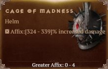 Cage of Madness [ ⭐️ Affix: HIGH ROLL] Awakening SC