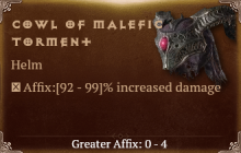 Cowl of Malefic Torment [ ⭐️ Affix: HIGH ROLL] Awakening SC