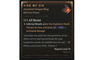 Sire of Sin [ ⭐️ Affix: HIGH ROLL] Awakening SC