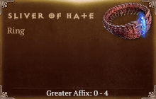 Sliver of Hate [ ⭐️ Affix: FIXED] Awakening SC