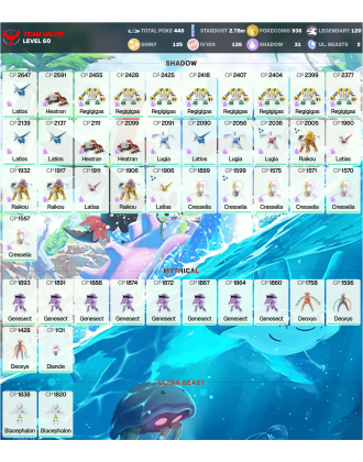 Legendary: 120 | Shiny: 125 | Hundo: 126 | ShinyLegend: 11 [Level: 60 | Stardust: 2.78m | Team: Valor]