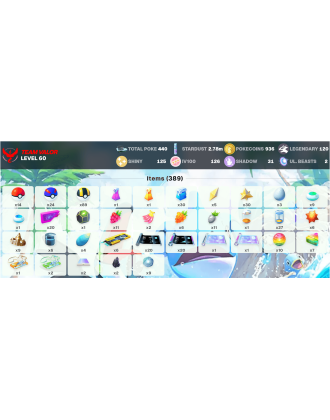 Legendary: 120 | Shiny: 125 | Hundo: 126 | ShinyLegend: 11 [Level: 60 | Stardust: 2.78m | Team: Valor]