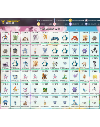 Legendary: 121 | Shiny: 138 | Hundo: 126 | ShinyLegend: 4 [Level: 60 | Stardust: 2.54m | Team: Instinct]