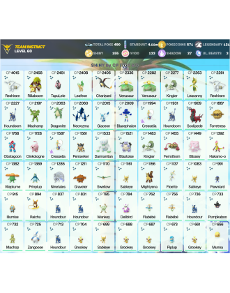 Legendary: 121 | Shiny: 155 | Hundo: 133 | ShinyLegend: 6 [Level: 60 | Stardust: 4.11m | Team: Instinct]