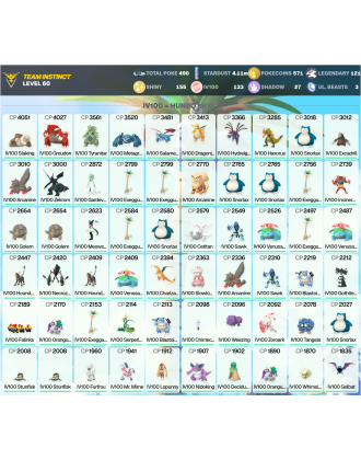 Legendary: 121 | Shiny: 155 | Hundo: 133 | ShinyLegend: 6 [Level: 60 | Stardust: 4.11m | Team: Instinct]
