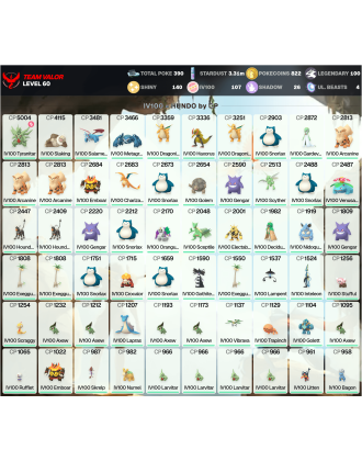 Legendary: 100 | Shiny: 140 | Hundo: 107 | ShinyLegend: 9 [Level: 60 | Stardust: 3.31m | Team: Valor]