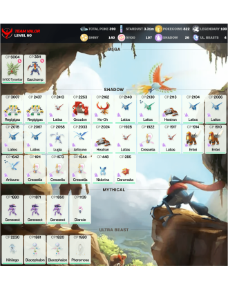Legendary: 100 | Shiny: 140 | Hundo: 107 | ShinyLegend: 9 [Level: 60 | Stardust: 3.31m | Team: Valor]