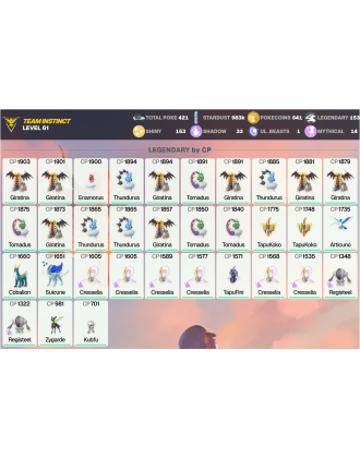 Legendary: 153 | Shiny: 153 | ShinyLegend: 3 [Level: 61 | Stardust: 983.2k | Team: Instinct]