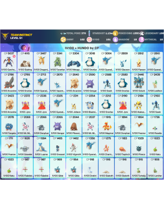 Legendary: 100 | Shiny: 102 | Hundo: 101 | ShinyLegend: 3 [Level: 51 | Stardust: 1.14m | Team: Instinct]