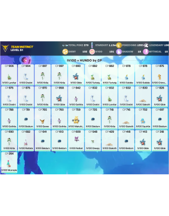 Legendary: 100 | Shiny: 102 | Hundo: 101 | ShinyLegend: 3 [Level: 51 | Stardust: 1.14m | Team: Instinct]
