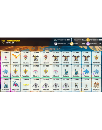 Legendary: 150 | Shiny: 152 | ShinyLegend: 7 [Level: 51 | Stardust: 811k | Team: Instinct]