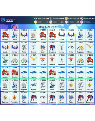Legendary: 101 | Shiny: 105 | Hundo: 100 | ShinyLegend: 3 [Level: 50 | Stardust: 895.5k | Team: Mystic]