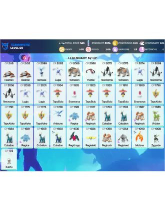 Legendary: 101 | Shiny: 105 | Hundo: 100 | ShinyLegend: 3 [Level: 50 | Stardust: 895.5k | Team: Mystic]