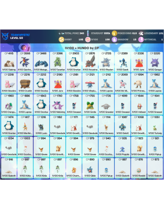 Legendary: 101 | Shiny: 105 | Hundo: 100 | ShinyLegend: 3 [Level: 50 | Stardust: 895.5k | Team: Mystic]