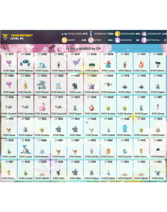 Legendary: 119 | Shiny: 134 | Hundo: 151 | ShinyLegend: 8 [Level: 50 | Stardust: 740.8k | Team: Instinct]