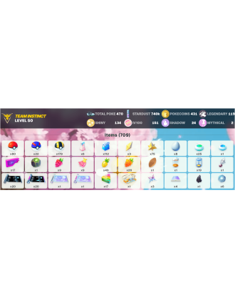Legendary: 119 | Shiny: 134 | Hundo: 151 | ShinyLegend: 8 [Level: 50 | Stardust: 740.8k | Team: Instinct]