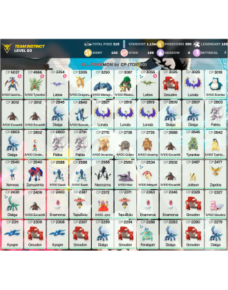 Legendary: 102 | Shiny: 103 | Hundo: 100 | ShinyLegend: 8 [Level: 50 | Stardust: 1.14m | Team: Instinct]