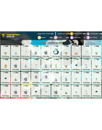 Legendary: 102 | Shiny: 103 | Hundo: 100 | ShinyLegend: 8 [Level: 50 | Stardust: 1.14m | Team: Instinct]